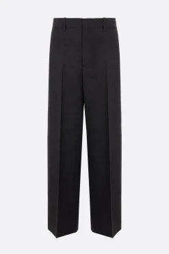 pantalone a gamba ampia in gabardine
