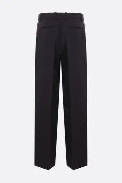 pantalone a gamba ampia in gabardine