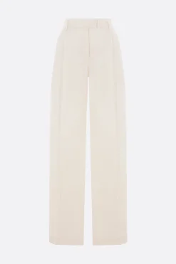 pantalone a gamba ampia in misto viscosa con monile