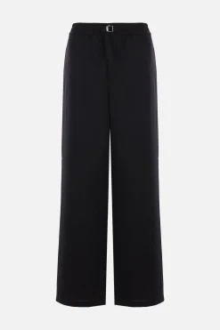 pantalone a gamba dritta in gabardine di lana