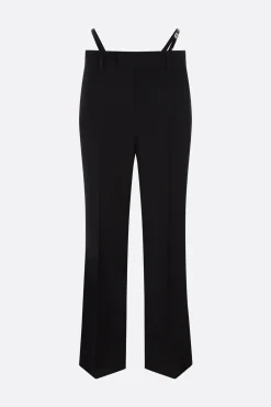 pantalone a gamba dritta in mohair e lana