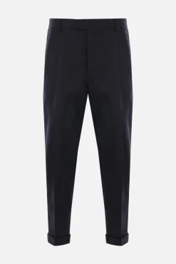 pantalone con pinces in tela di lino