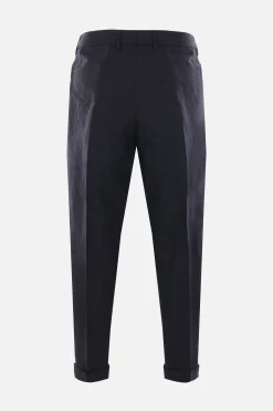 pantalone con pinces in tela di lino