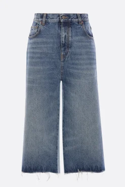 pantalone corto in denim patchwork