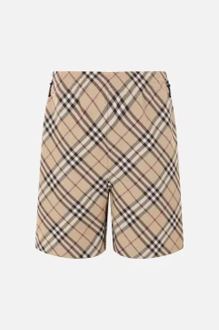 pantalone corto in twill stampa Check