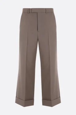 pantalone cropped a gamba larga in twill