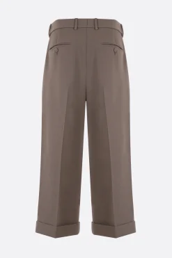 pantalone cropped a gamba larga in twill