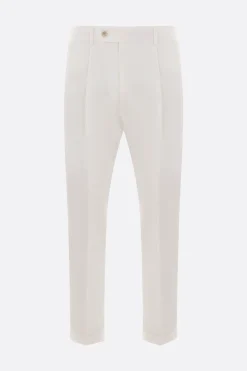 pantalone in cotone stretch con pinces