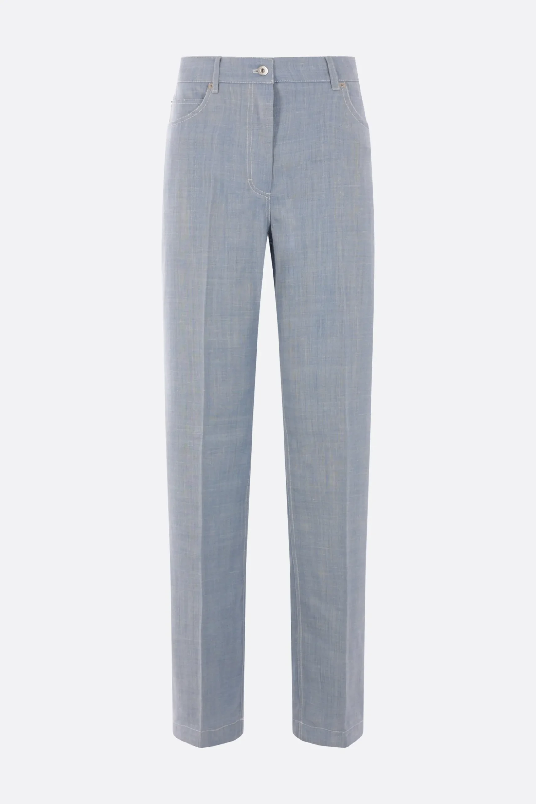 pantalone in misto lana, seta e lino
