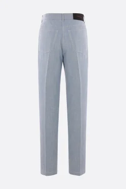 pantalone in misto lana, seta e lino