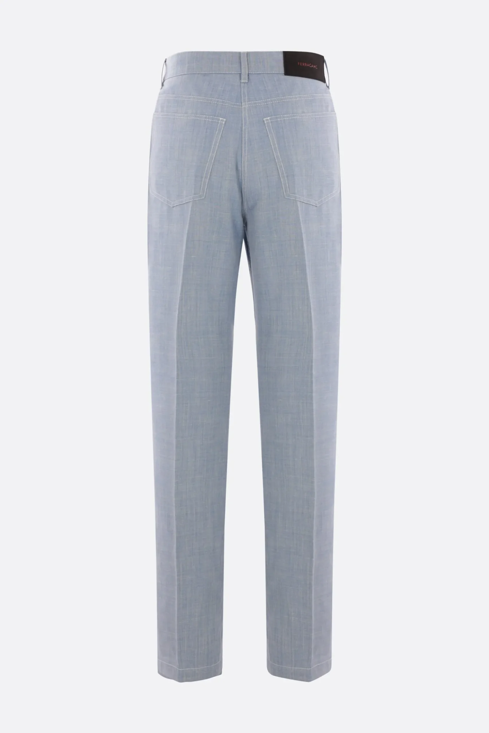 pantalone in misto lana, seta e lino