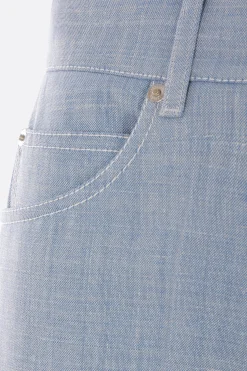 pantalone in misto lana, seta e lino