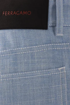 pantalone in misto lana, seta e lino