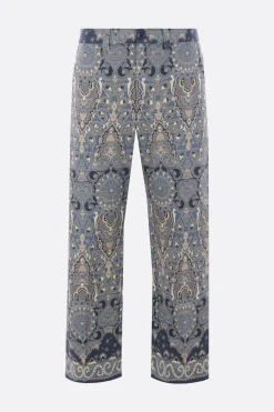pantalone in misto lino stampa Paisley