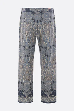pantalone in misto lino stampa Paisley