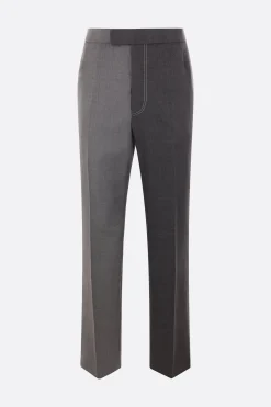 pantalone in twill con cuciture a contrasto