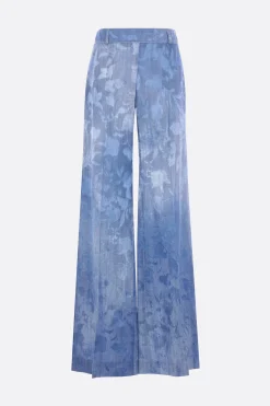 pantalone palazzo in jacquard stampa denim