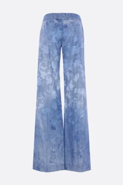 pantalone palazzo in jacquard stampa denim
