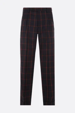 pantalone regular-fit in lana a quadri