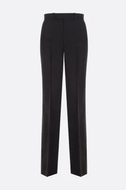 pantalone straight-leg in lana e seta