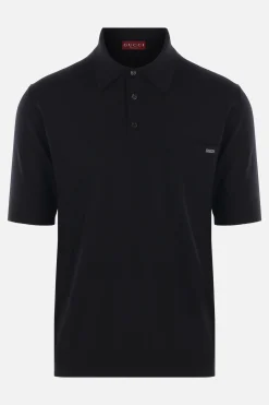 polo in lana intarsio logo