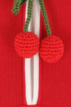 polo in maglia di cotone decorato con ciliegie