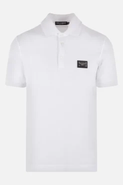 polo in piquet con placca logo