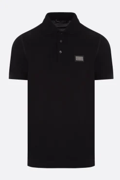 polo in piquet con placca logo