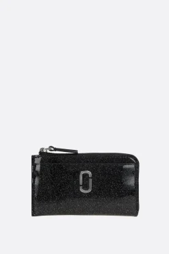 porta carte con zip in PVC glitterato
