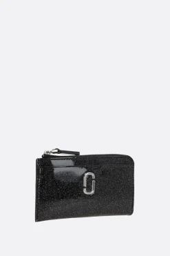 porta carte con zip in PVC glitterato