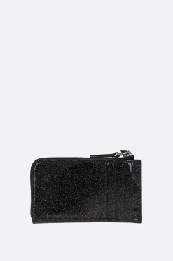 porta carte con zip in PVC glitterato