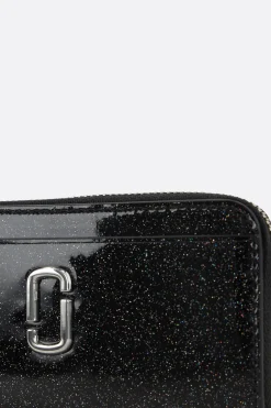 porta carte con zip in PVC glitterato