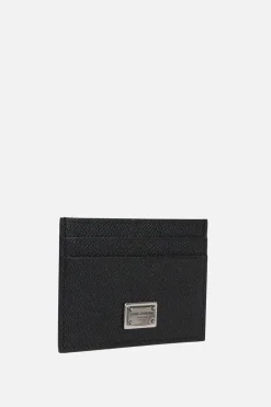 porta carte in pelle Dauphine con placca logo