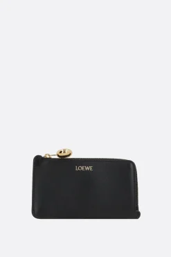 portacarte con zip Pebble in nappa