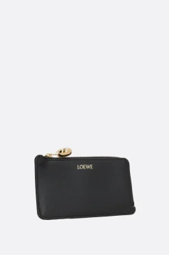 portacarte con zip Pebble in nappa