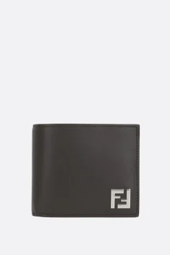 portafogli billfold in pelle liscia e canvas resinato