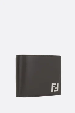portafogli billfold in pelle liscia e canvas resinato
