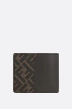 portafogli billfold in pelle liscia e canvas resinato