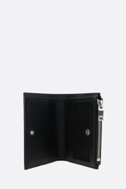 portafogli compatto Saint Laurent Paris in pelle Grain de Poudre