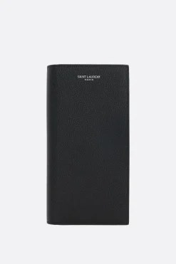 portafogli verticale Saint Laurent in pelle Grain de Poudre