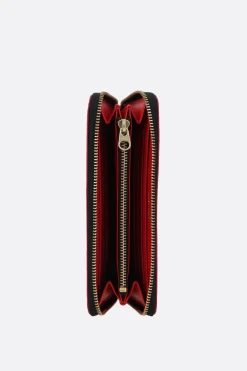 portafogli zip-around in pelle liscia stampa logo