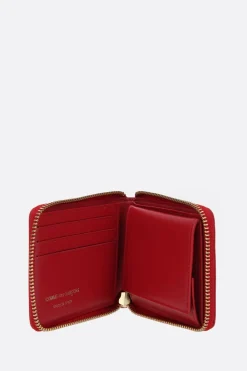portafogli zip-around in pelle liscia stampa pois