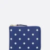 portafogli zip-around in pelle liscia stampa pois