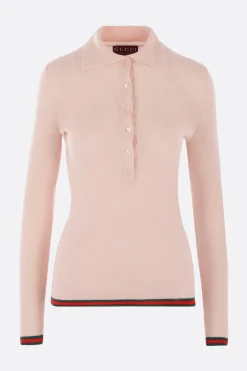 pullover a polo in cashmere e seta