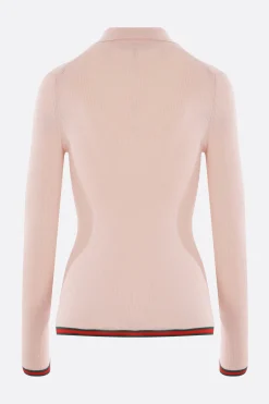 pullover a polo in cashmere e seta