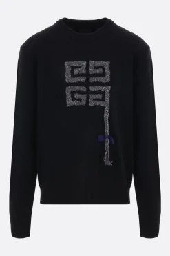 pullover in lana ricamo treccia 4G