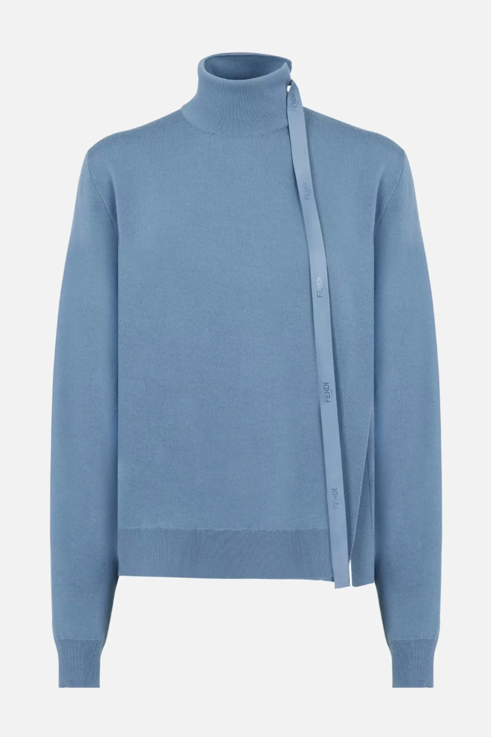 pullover in misto lana con cut-out e nastro logato