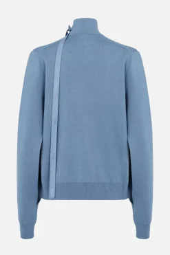 pullover in misto lana con cut-out e nastro logato