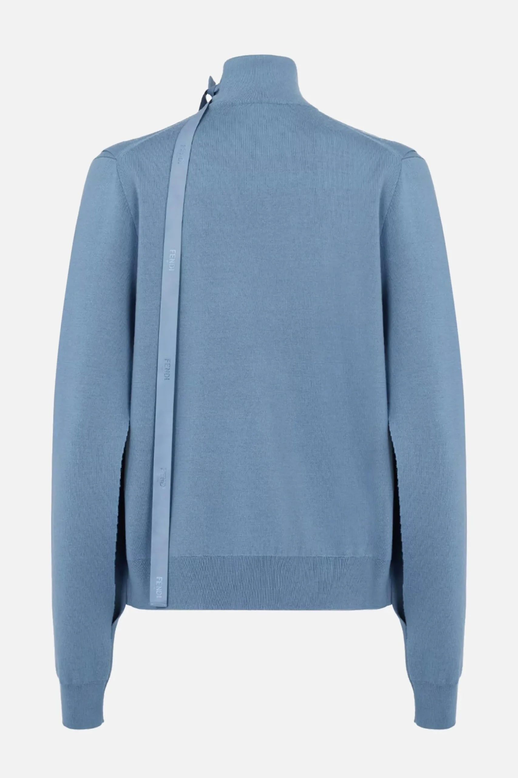 pullover in misto lana con cut-out e nastro logato