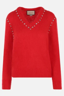 pullover in mohair con borchie